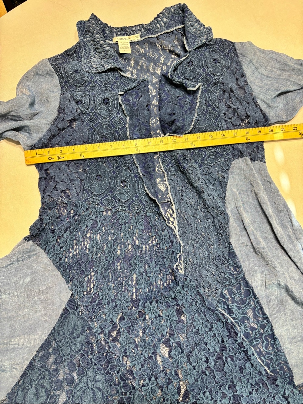 Boho Lace-Panel Blue Jacket & Coat - Picture 9 of 10